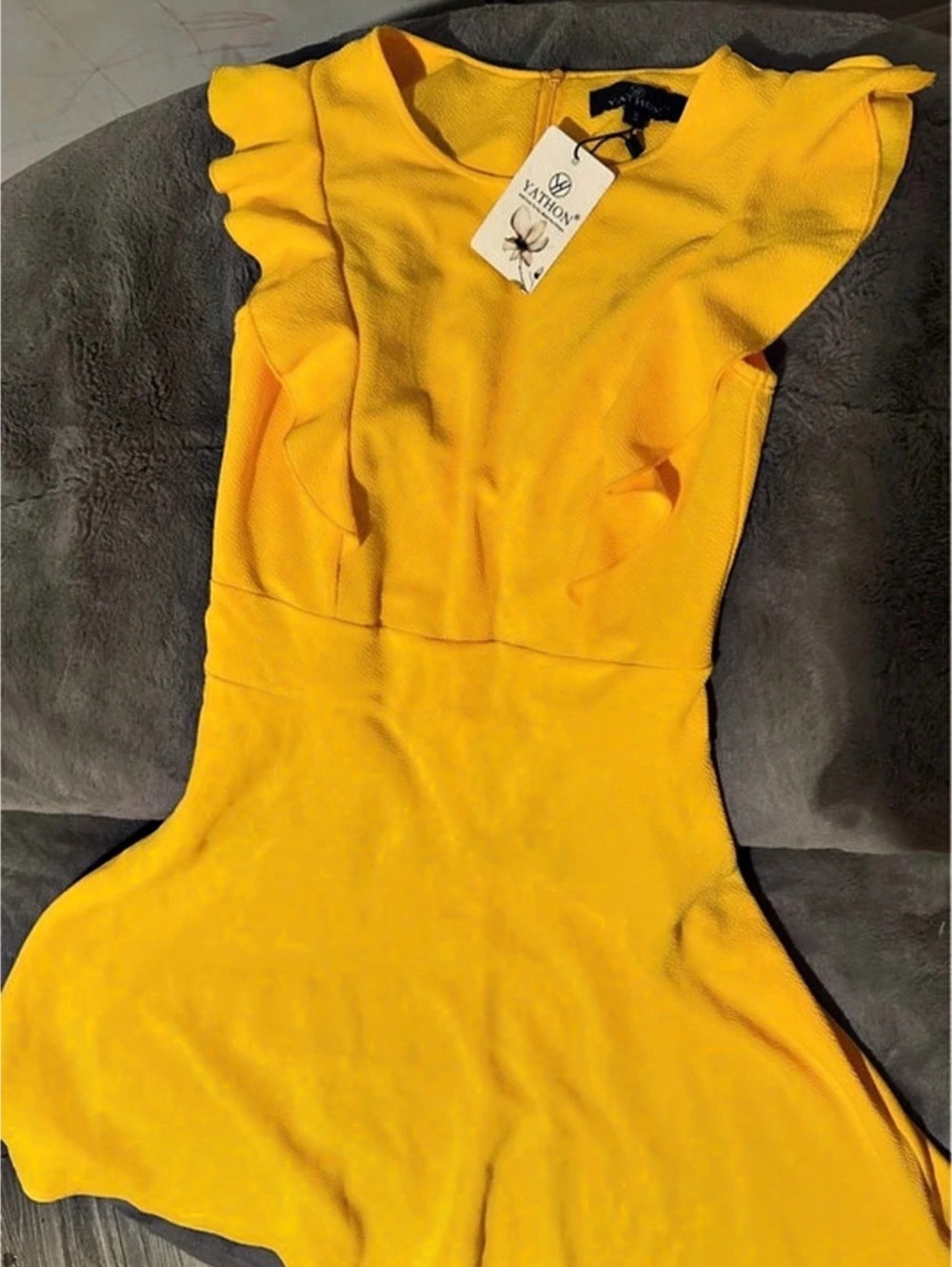 Xhilaration Ruffle Sleeve Mini Dress in Yellow Size Small NWT